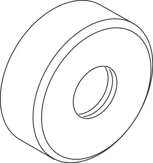 Runde, flache Rosette mit einer zentralen Öffnung, hergestellt von Ideal Standard. Die Ansicht zeigt die Konturen und das Design in einfacher Linie.